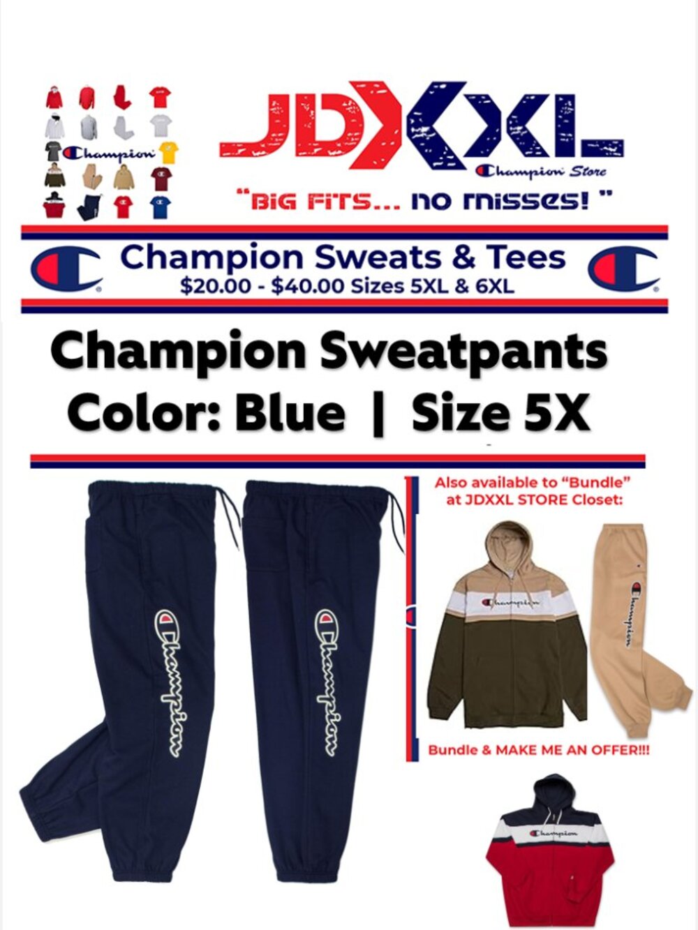 Champion Sweatpants | color: navy | size: 5XL